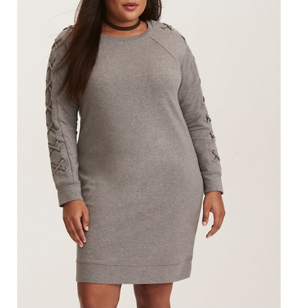Grey French Terry Sweater Dress plus size